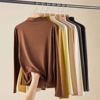 椰油面膜衣打底衫秋冬新款半高领女内搭长袖修身打底衣中领上衣女