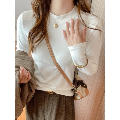 严选正肩打底衫女2025新款微米椰绒秋冬季打底内搭长袖高级感上衣图2