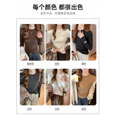 严选正肩打底衫女2025新款微米椰绒秋冬季打底内搭长袖高级感上衣