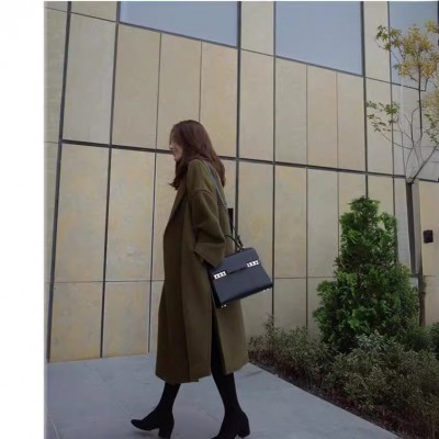 秋冬季新款毛呢外套加厚大码韩版呢子大衣女士外套宽松中长款女装图3