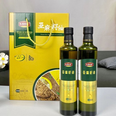 亚麻籽油500ml礼盒装植物油 厨房常备炒菜烹饪食用油送礼厂家批发