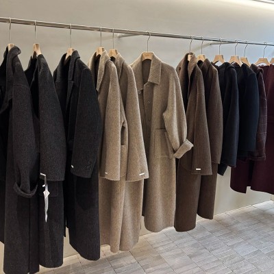 深圳南油秋冬季新款韩版长款双面羊绒大衣高级感毛呢外套女装批发图2