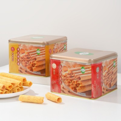 益树李454克鸡蛋卷酥饼干铁罐送礼广东特产小吃休闲零食咸蛋黄 2盒图2