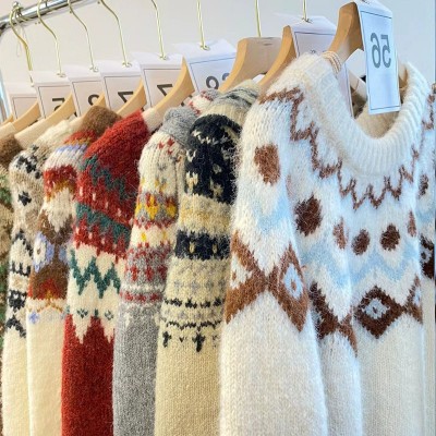 深圳南油秋冬装新款加绒加厚羊绒毛衣韩版针织衫品牌女装批发货源