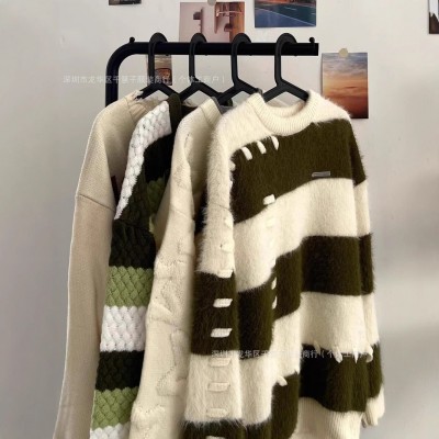 韩版圆领毛衣女2024秋冬季新款女士宽松慵懒风加厚针织衫直播批发图3