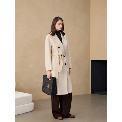 [合莹]大衣经典款101801双面呢纯山羊绒毛呢CEID大衣外套女 黄渝湘图3