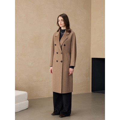 [合莹]大衣经典款101801双面呢纯山羊绒毛呢CEID大衣外套女 黄渝湘图2