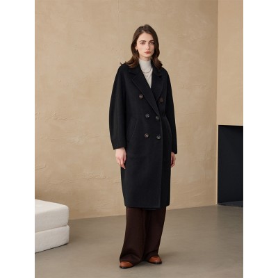 [合莹]大衣经典款101801双面呢纯山羊绒毛呢CEID大衣外套女 黄渝湘图4