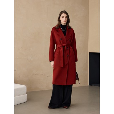 [合莹]大衣经典款101801双面呢纯山羊绒毛呢CEID大衣外套女 黄渝湘图5