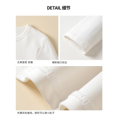 K2636棉正肩长袖T恤女士秋冬季内搭中长款打底衫辣妹外穿修身上衣图4