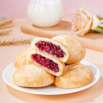 东巴客玫瑰鲜花饼600克家庭装提袋 云南特产鲜花饼玫瑰花饼零食品 1袋图3