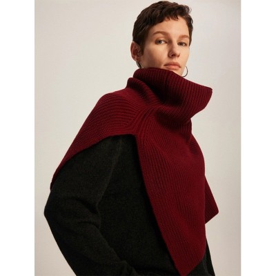 复古灰色针织披肩围巾女冬季高领套头叠穿脖套高级感外搭保暖围脖图2