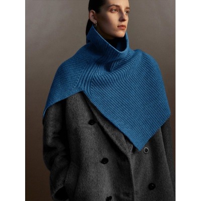 复古灰色针织披肩围巾女冬季高领套头叠穿脖套高级感外搭保暖围脖图5