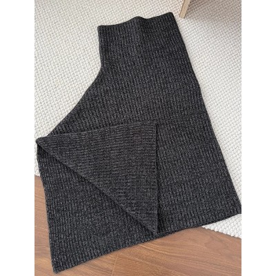 深灰色高领针织围巾女冬季高级感叠穿开叉套头脖套披肩斗篷围脖厚图4