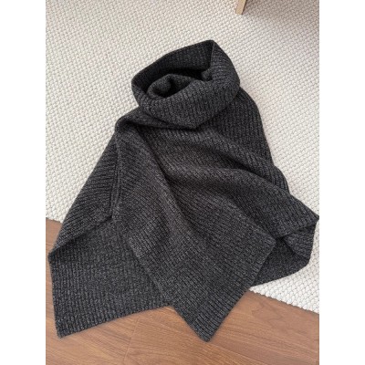 深灰色高领针织围巾女冬季高级感叠穿开叉套头脖套披肩斗篷围脖厚图5