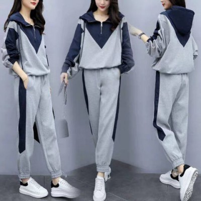 春季运动套装女时尚2023新款大码宽松学生气质洋气春秋休闲两件套图3