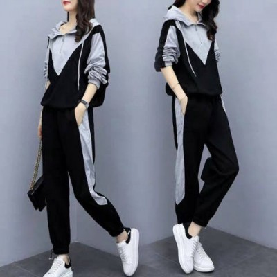 春季运动套装女时尚2023新款大码宽松学生气质洋气春秋休闲两件套图2