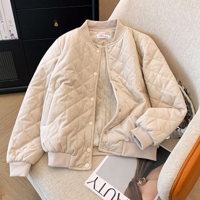 棉衣女2025秋冬季新款时尚金丝绒短款轻薄保暖外套小个子夹棉棉服