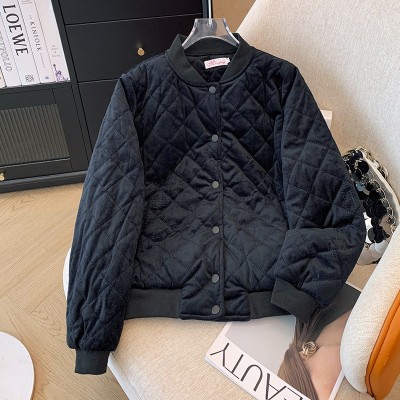 棉衣女2025秋冬季新款时尚金丝绒短款轻薄保暖外套小个子夹棉棉服图2