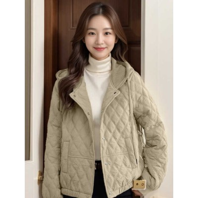 棉衣棉服女短款小个子时尚洋气菱格连帽轻薄棉袄外套2025秋冬新款图5