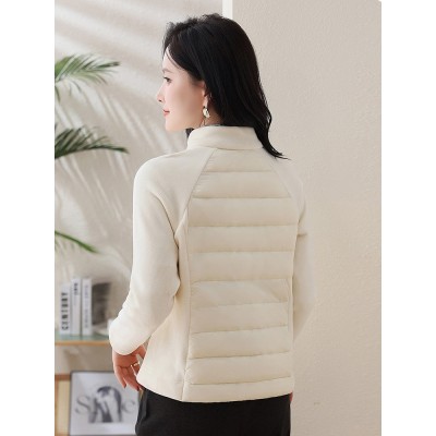 lulu家同款立领轻薄羽绒棉服女2025新款拼接内胆短款运动跑步外套图2