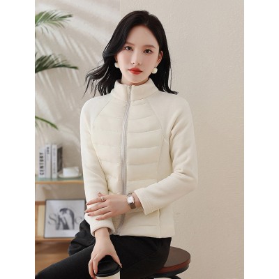 lulu家同款立领轻薄羽绒棉服女2025新款拼接内胆短款运动跑步外套图3