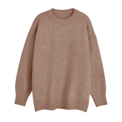 复古纯色港味圆领套头毛衣女2025秋冬新款韩版宽松港风针织衫外穿图4