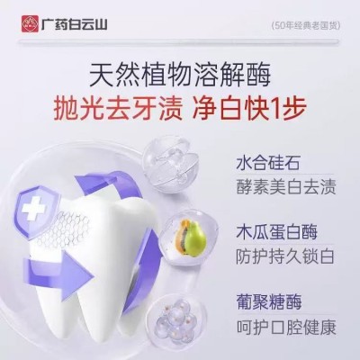 白云山美牙酶紫光亮齿色修牙膏去黄口臭牙齿清新牙垢批发代发图2
