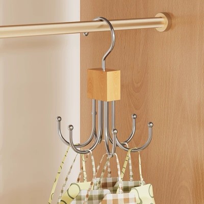 六爪可旋转文胸吊带背心手提包实木衣架收纳神器胸罩整理挂衣架挂图3