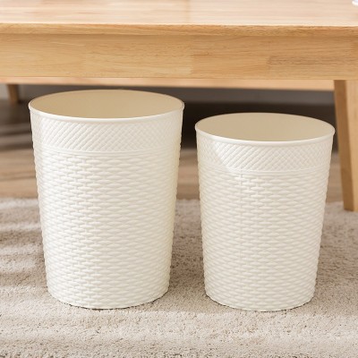 家用塑料仿藤编pp垃圾桶纸篓厕所客厅室内居家卫生桶图2