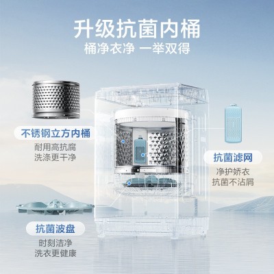 小天鹅波轮全自动洗脱家用租房宿舍8KG智能变频洗衣机TB80V26DT图3
