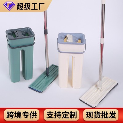 批发家用平板拖把桶套装干湿两用懒人免手洗平板拖把一拖净拖布