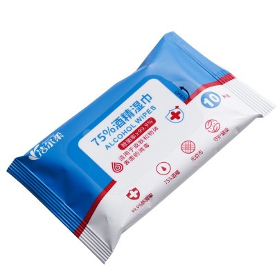 现货75酒精湿巾杀菌清洁湿巾纸10抽一次性卫生消毒湿纸巾厂家批发