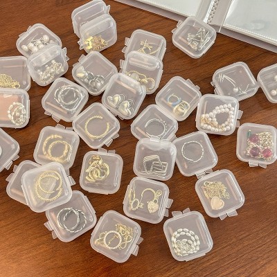 T透明塑料小盒子小药盒耳钉收纳盒戒指首饰U盘手机卡收纳盒耳塞盒