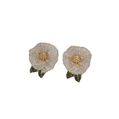 花桥饰品山茶花轻奢耳环高级感耳饰银针小众设计感配饰女