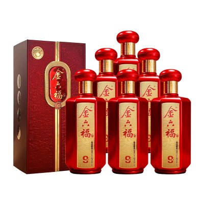 金六福-D9 浓香型 白酒50度500ml礼盒装整箱聚会送礼婚礼宴请批发