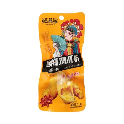 鲜满多酸辣鸡爪筋鸡脚筋柠檬味多味鸡脆骨鸡肉休闲零食批发整箱